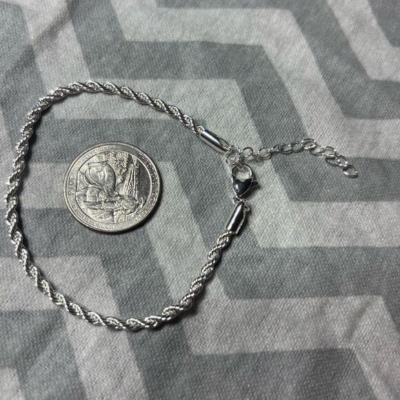 New! Silver Tone Dainty Bracelet Lobster Clasp & Extension - Picture 3 of 4